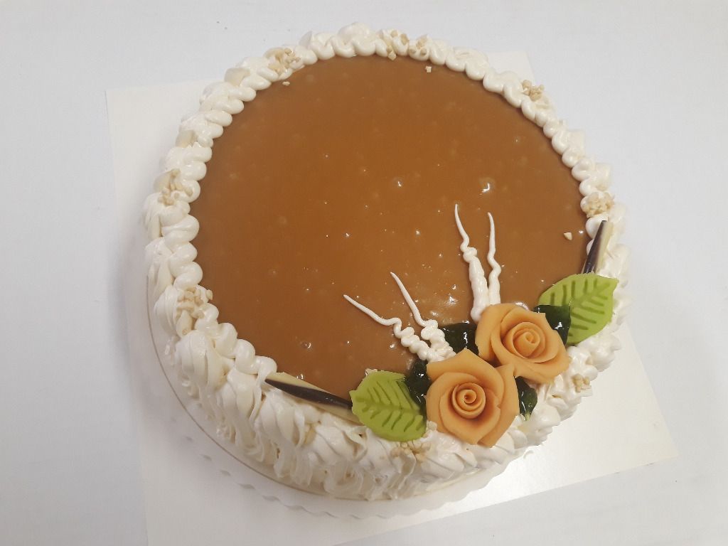 Caramel cake with decorations